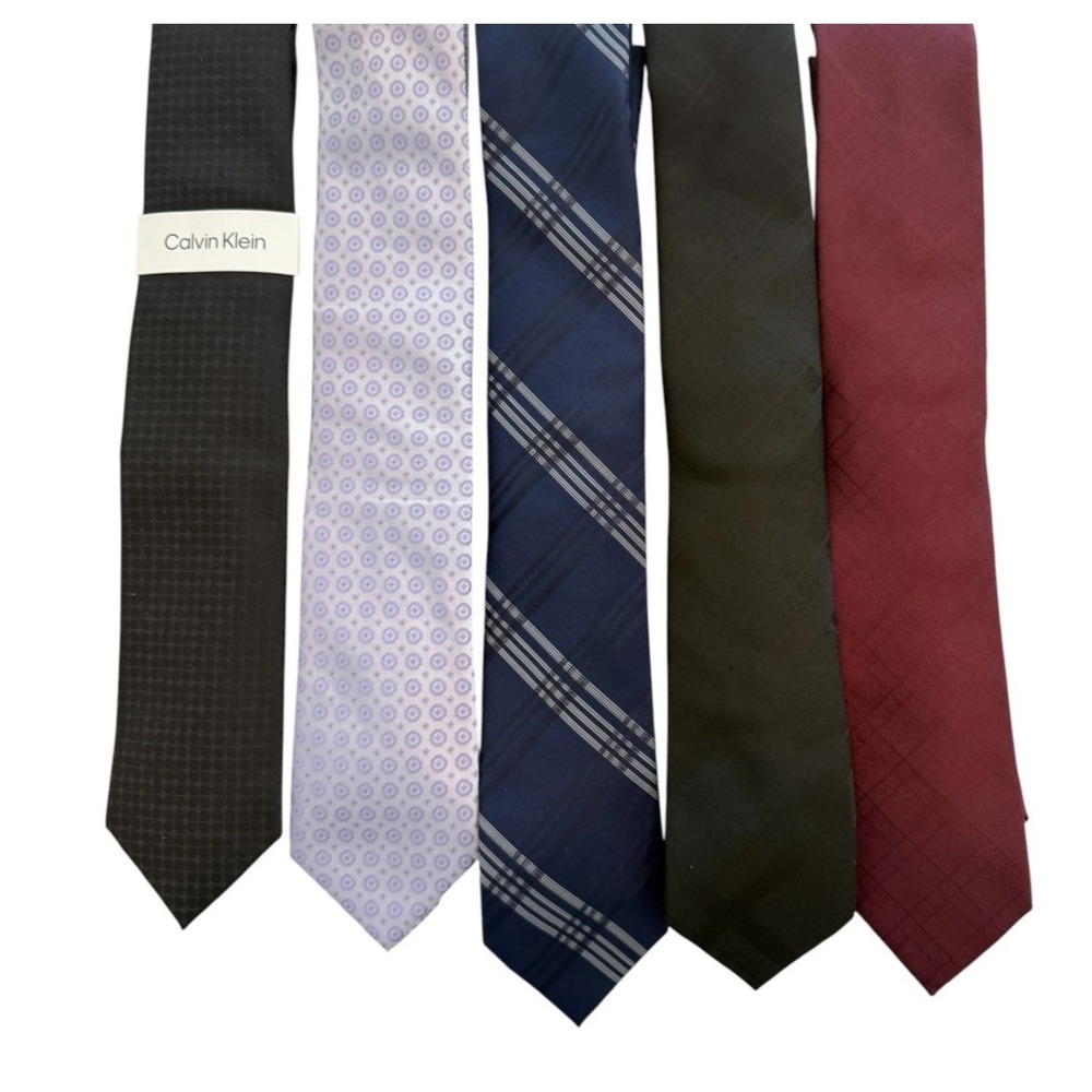 Calvin Klein Necktie Mens One Size Ties Various Colors and Patterns New lot of 5